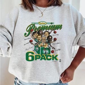 80S Salem Nba Boston Celtics Sweater, 6 Pack Caricature Grey Sweatshirt